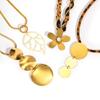 Choker Stainless Steel Personality Exaggerated Large Pendant Leopard Print Leather Rope Snake Chain Necklace Female Jewelry Nc-2693