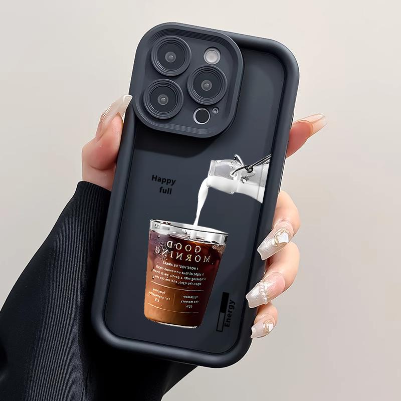 Funny Iced Coffee Phone Case For IPhone 16 15 14 13 12 11 17 Pro Max Case 14 15 Plus 17Air Cute Cartoon Matcha Milk Soft Cover