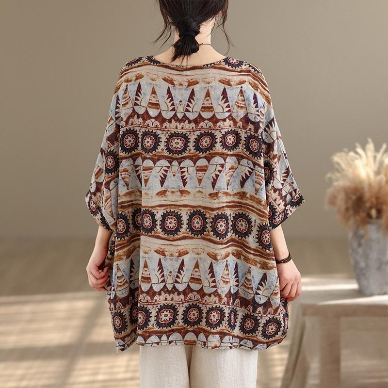 Kurzarm Oversized Vintage Blumenmuster Lässiges lockeres T-Shirt Tops Damen Sommer T-Shirt