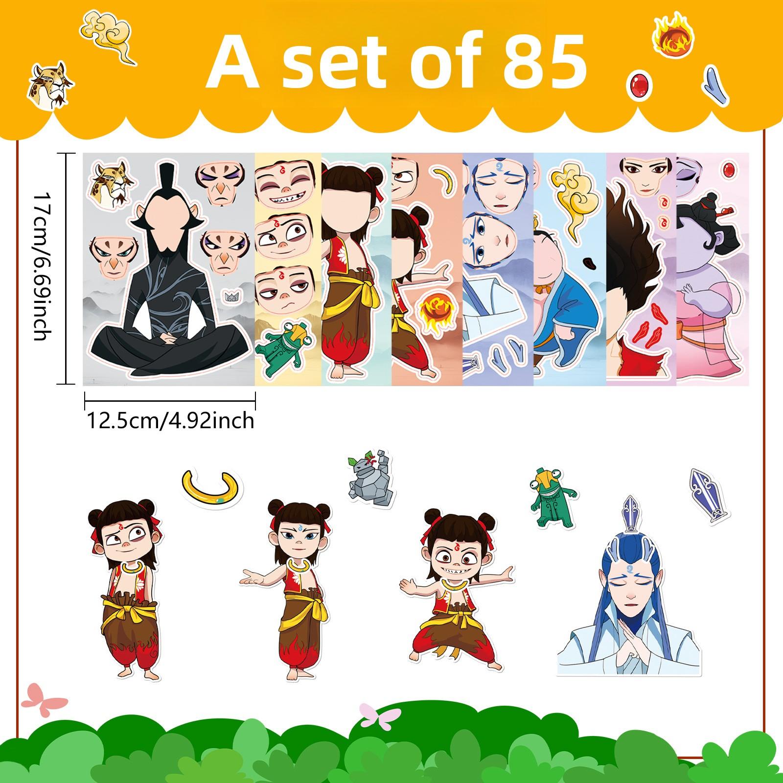 

8 Creative Nezha Face-changing Cartoon Cute Set Stickers 8 sheets in 1set