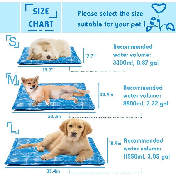 Dog Cooling Mat Pet Cooling Chill Pad Cool Blanket Water Injection Durable Cooling Dog Bed Mats for Extra Large Dogs Cats for Kennels Crates Beds