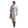 European & American Women's High Neck Knitted Slit Dress