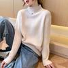 Women's Casual Ribbed Knitwear: Autumn & Winter Solid Color Loose Half-High Collar Sweater.