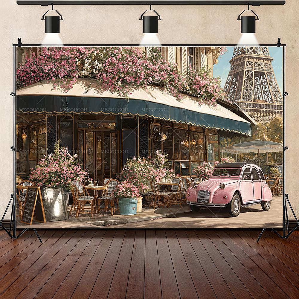 Romantische Blumenladen-Straßenecke-Thema Hintergrund Geburtstagsfeier Dekoration Fotostudio Aufnahme Requisiten Sofa Nachttisch Hintergrund