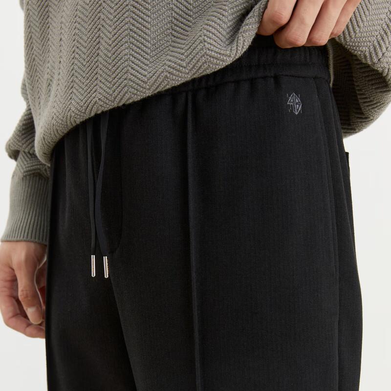 PEACEBIRD Men's Faux Wool Straight-Leg Drawstring Winter Casual Pants