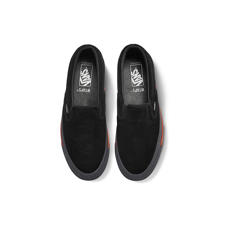 WTAPS x Vans Slip-On Series Lx Retro Casual Low-Top Skate Shoes Unisex Sneakers Black Orange VN0A45JK20E
