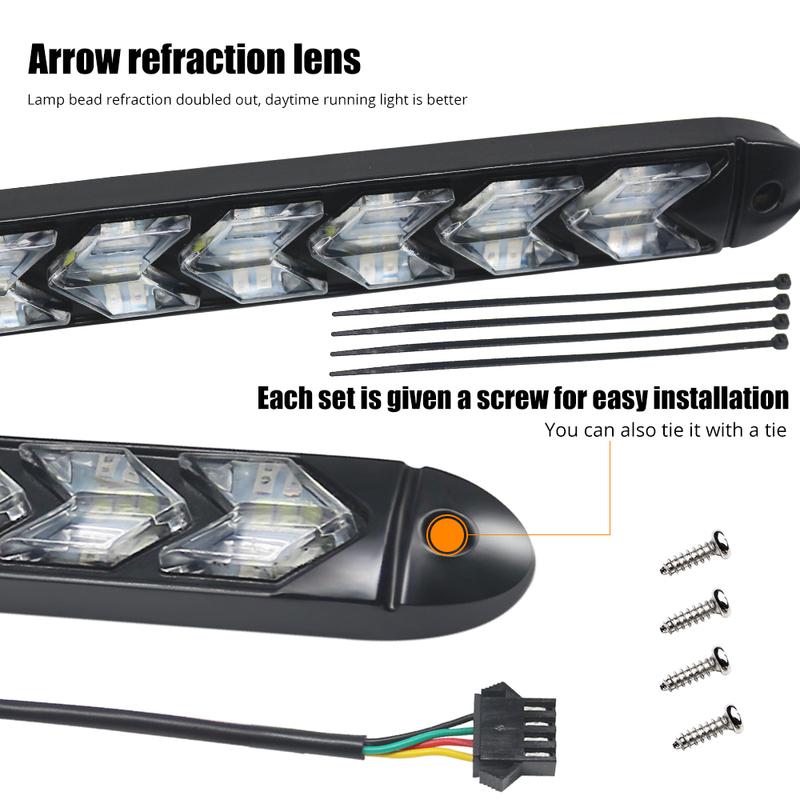 LED Flexible DRL Daytime Running Lights Turn Signal White/Amber Switchback Dynamic Streamer Knight Rider Strip Light Headlight