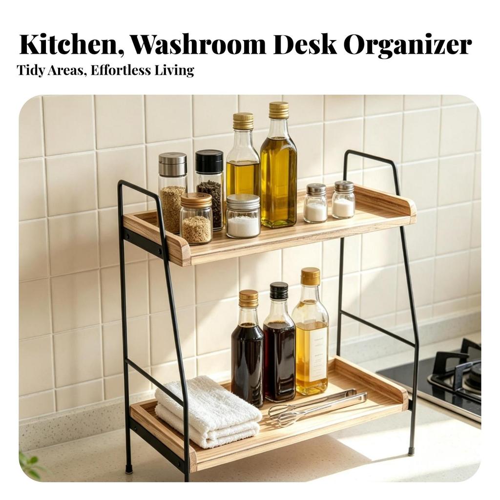 Two-Tier Tabletop Storage Rack Easy to Clean Two-Level Countertop Organizer