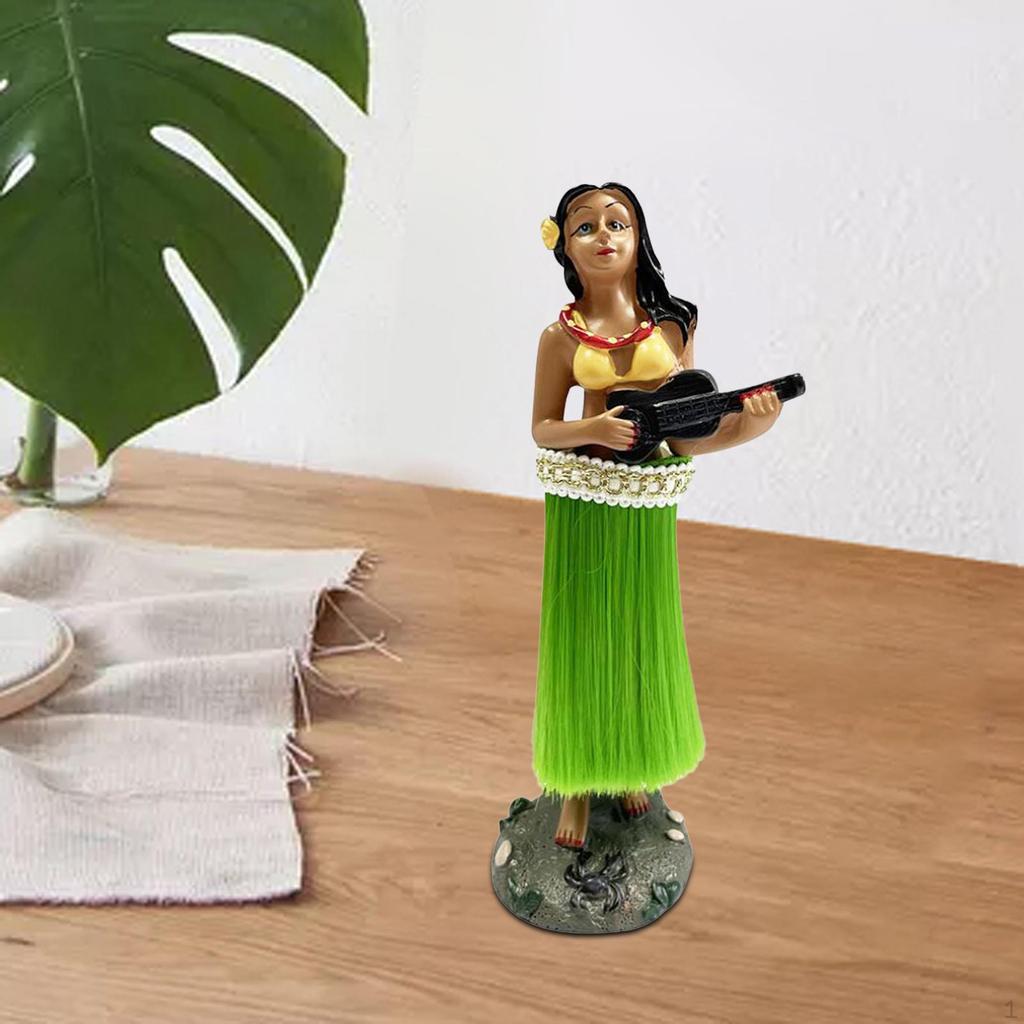 Hawaiian Girl Dashboard Doll Bobblehead 6" Gifts with Ukulele Mini Size for Car