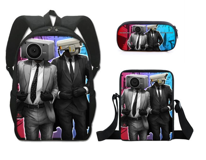 Skibidi toiletman schooltas titan monitorman rugzak schoudertas etui driekoppige set
