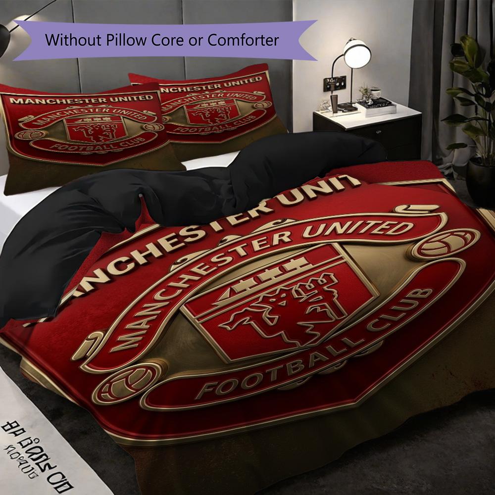 Manchester Glory Bedding (1 * duvet cover + 2 * pillowcase, without core) 2D Flat Duvet cover and pillowcase Soft and comfortable Bedding set