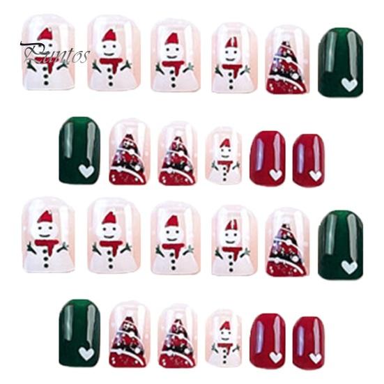 24 ks falešných nehtů vánoční roztomilá krátká manikúra stylové odnímatelné jemné zpracování jemné lehké umělé nehty