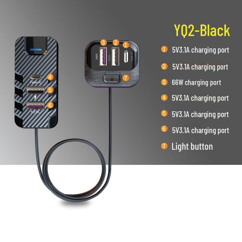 

Многофункциональное сверхбыстрое автомобильное зарядное устройство 66 Вт с возможностью зарядки телефона на заднем сиденье