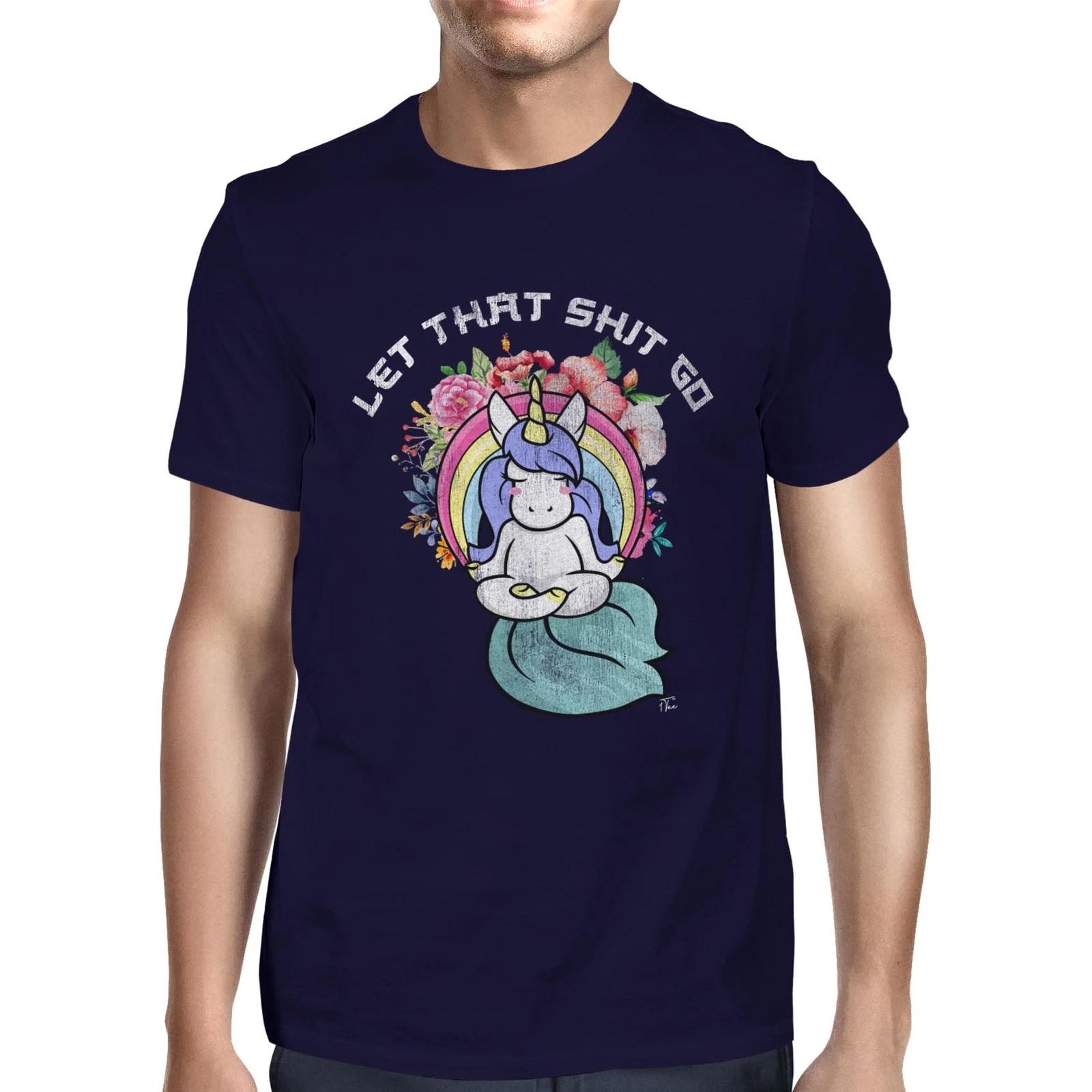 1Tee Mens Let That Sh*t Go Meditating Unicorn T-Shirt XXXXL
