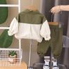 Spring Autumn Children Clothing Two-piece Set Baby Boys' Patchwork Lapel Shirt + Cargo Pants 2Pcs for 1-5 Years Kids Casual Tracksuit