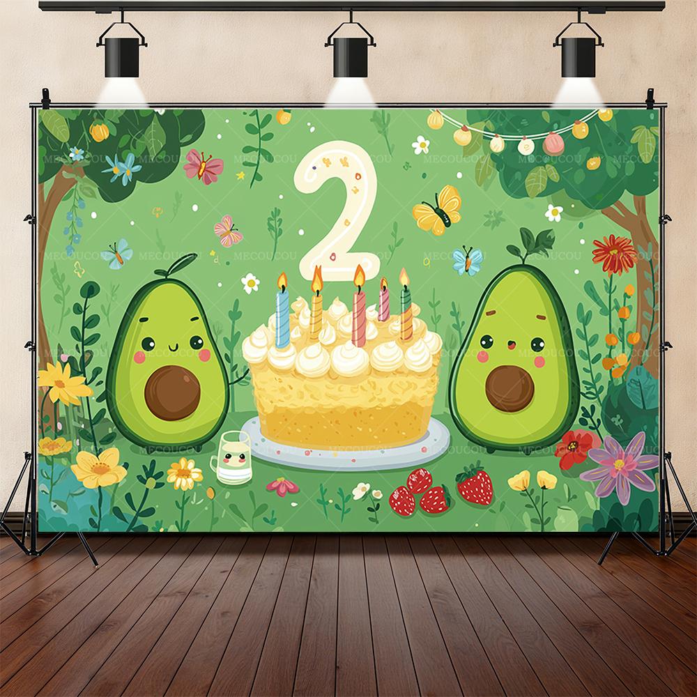 Fruit green avocado theme background children's birthday party decoration baby shower arrangement background studio photography