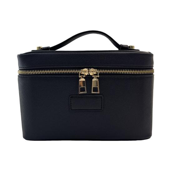 

Дорожня косметичка-органайзер для макіяжу зі знімною перегородкою, водонепроникна, з еко-шкіри, косметичка-сумка для туалетного приладдя для відпустки, жіноча косметичка чорний