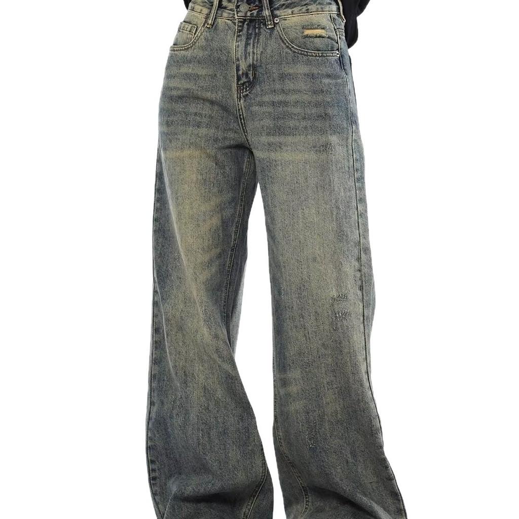 American Street Washed Old Jeans Men's Spring and Autumn Straight Loose European and American High Street Vibe Style Long Pants Spot