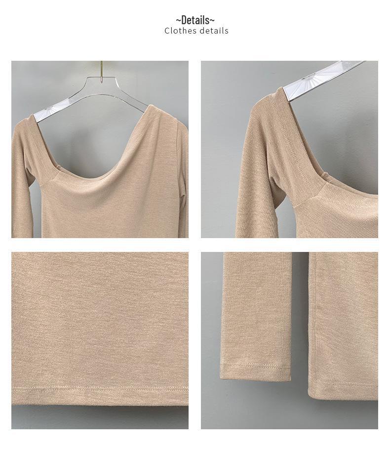 Korean Off-Shoulder Slim Fit Long-Sleeve T-shirt for Women