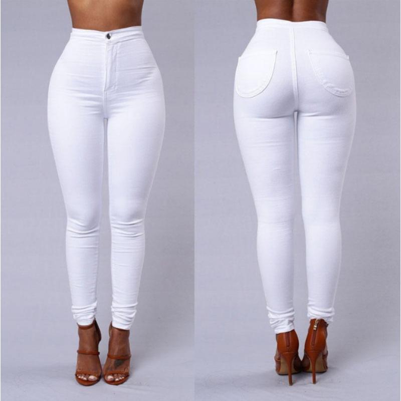 

2026 New Women s Candy Color Stretch Skinny Jeans, Slim Fit Butt Lifting Pencil Pants for Casual Daily Wear S белый