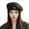 Japanese Retro M Mark Versatile Solid Color Beret Autumn and Winter Outdoor Leisure Windproof Octagonal Hat British Style Painter Hat