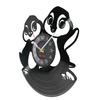 Cute Penguin Mural Wall Clock Baby Penguin Vinyl Record Wall Clock Penguin Family Children's Room Decoration Wall Watch Gift