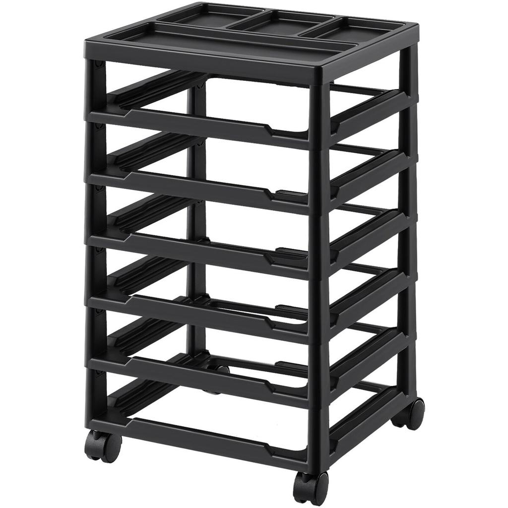 Scrapbook Rolling Storage Cart 6-Tier Large Capacity with Organizer Top Black