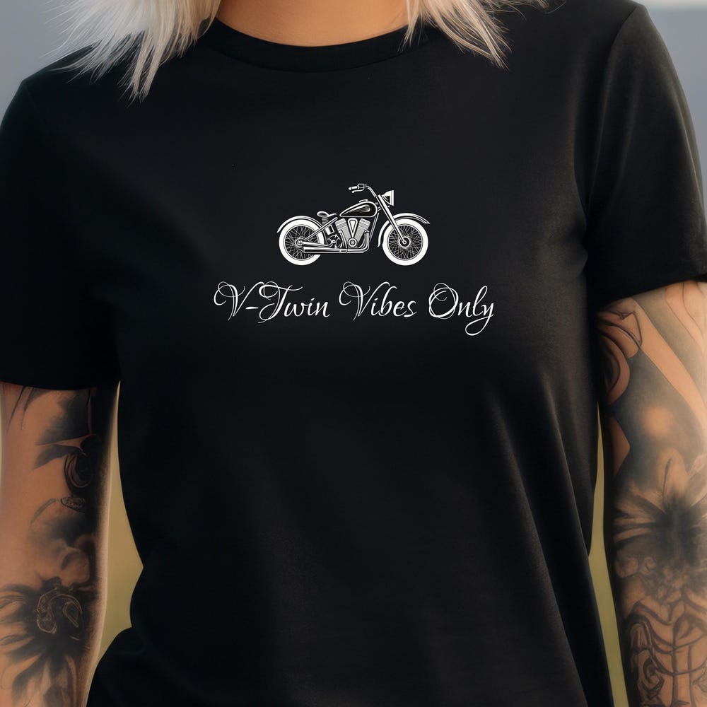 Motorcycle Graphic Tee - V-Twin Vibes - Unisex Biker Tee, Soft Cotton, Lightweight - Perfect Gift for Riders & Motorcycle Enthusiasts M