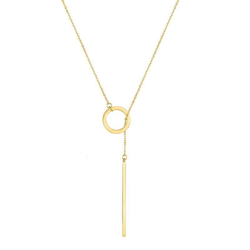 Korean Stainless Steel Geometric Round Clavicle Necklace - Fashionable Women's Accessory