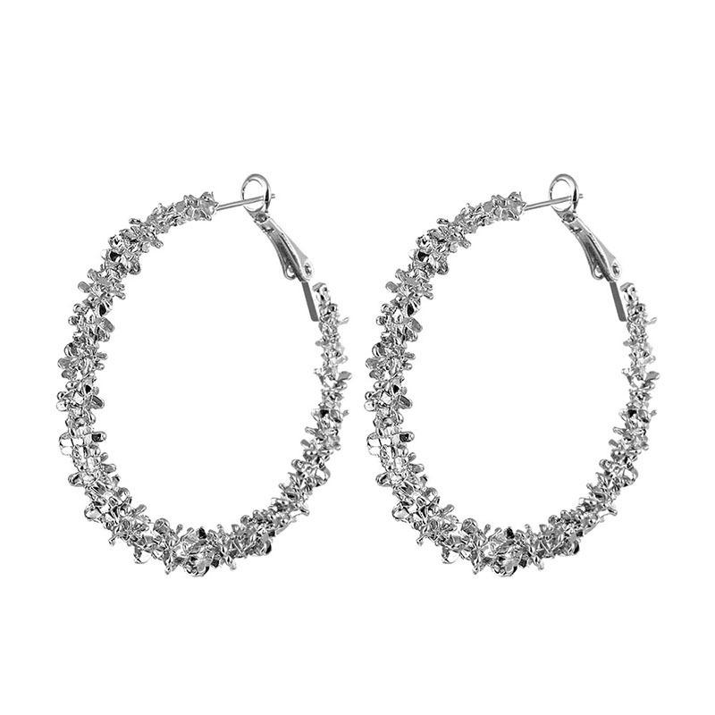 

One Pair of Exaggerated Accessories, Fashionable Irregularly Shaped Large Round Earrings срібний
