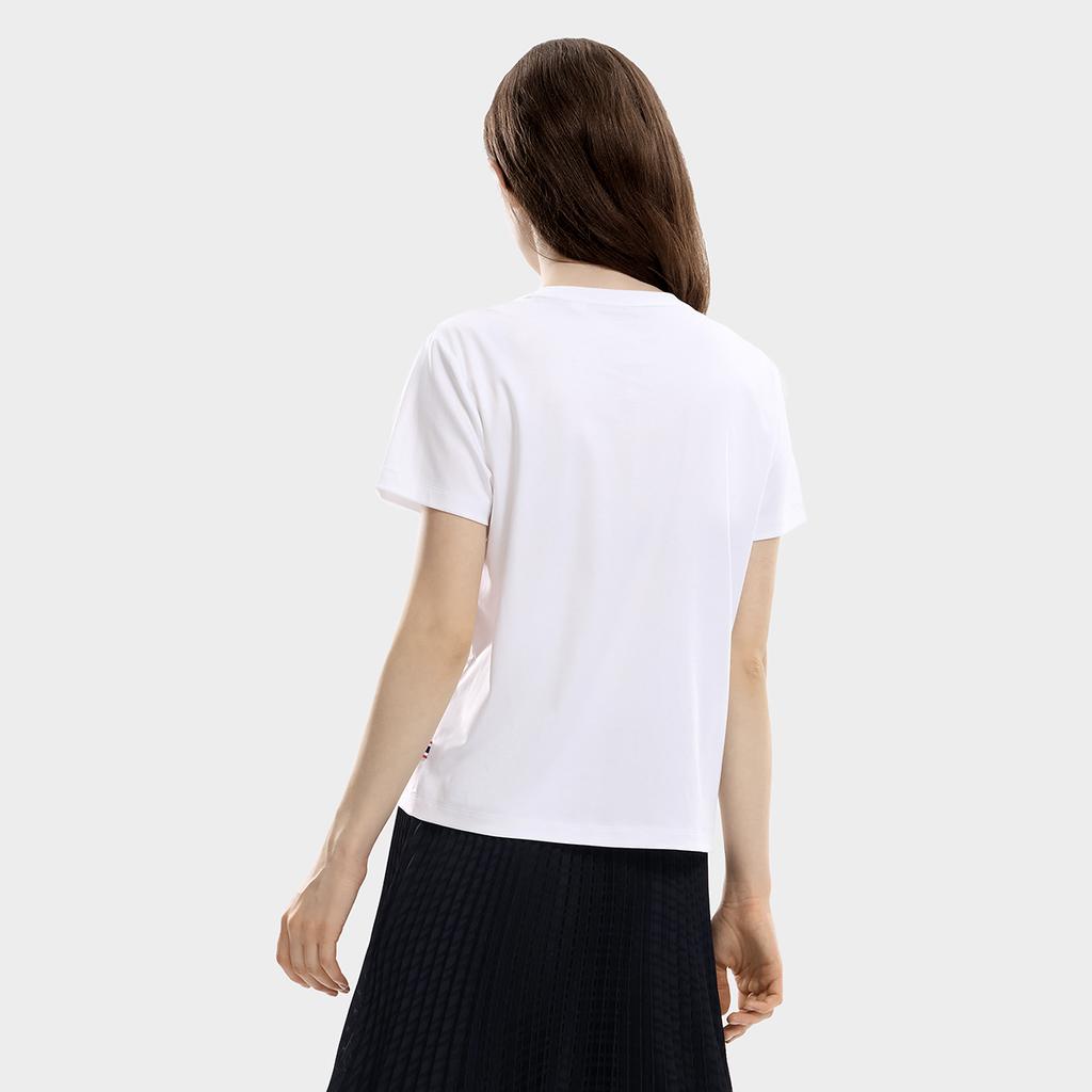 Fila American Minimalist Fashion Casual Round Neck Short Sleeve T-Shirt Women T-Shirts White F11W331102F-WT