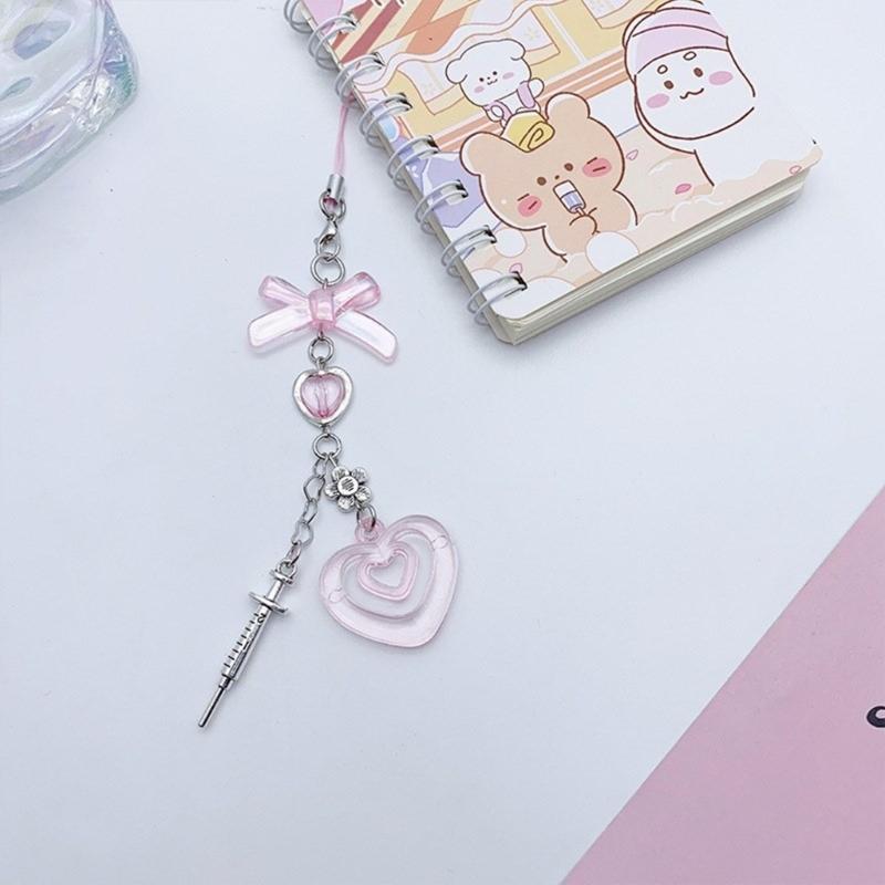 Bowknot Butterfly Heart Phone Charm Straps Car Keys Hanging Pendants Y2K Bag Decoration Lanyard Purse Accessories