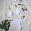 Evropské a americké sexy bikiny křišťálové plavky s diamantovým řetízkem s bronzovým hadím vzorem na popruhu