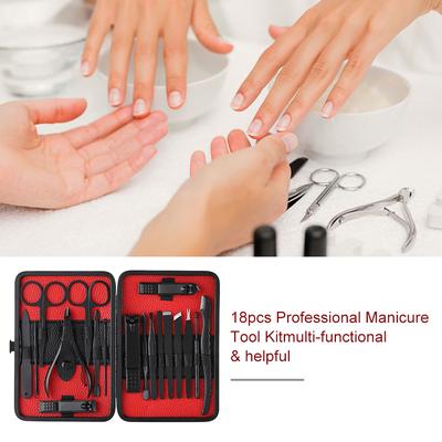 18pcs Professional Pedicure Manicure Tool Kit Nail Clippers Set Nail File Trimmer Eyebrow Shaving