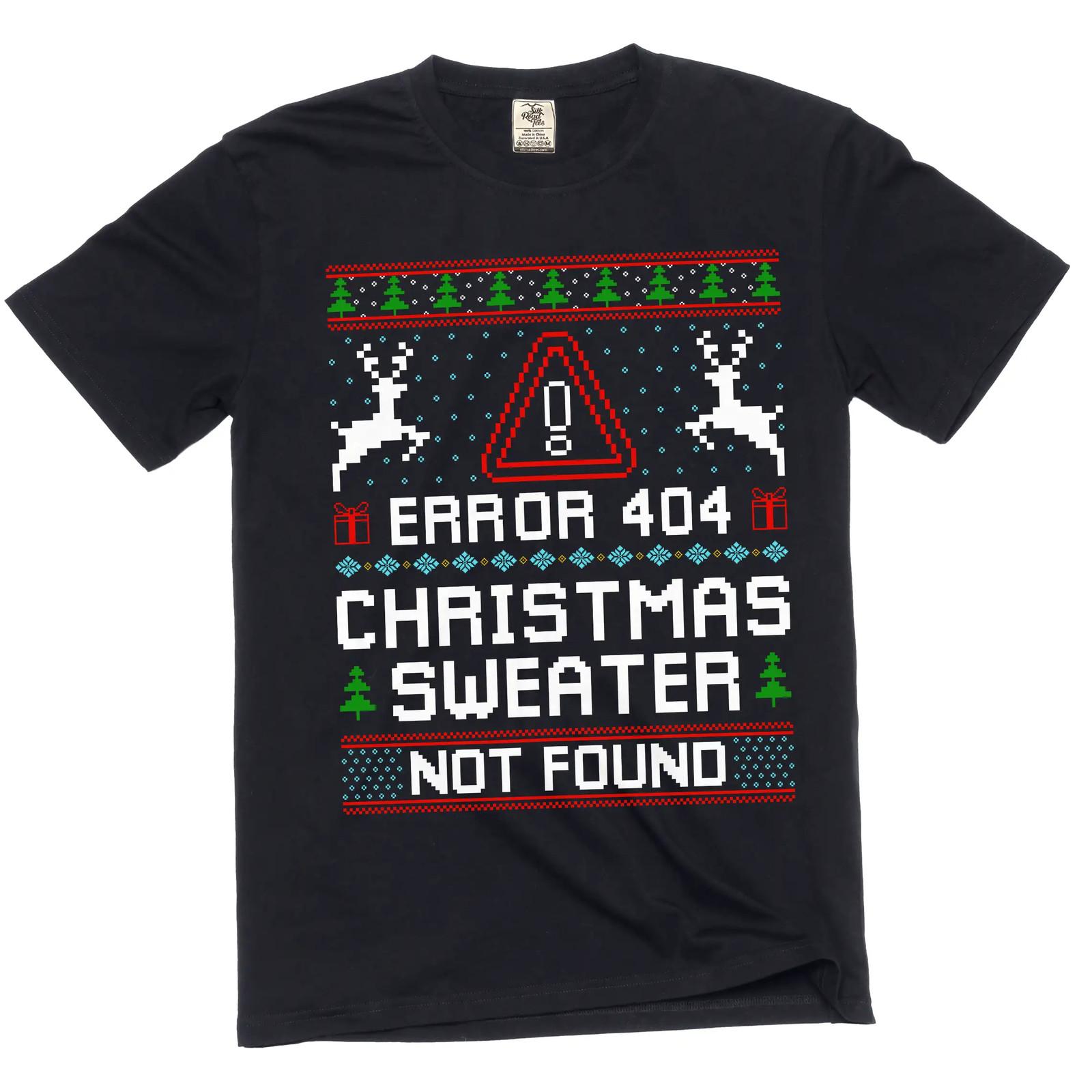 Christmas funny Error 404 Sweater not found T-shirt ugly sweater style Tee S