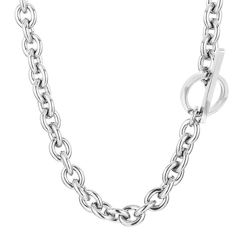 Unisex Exaggerated Titanium Steel Chain Set with OT Buckle - Hip Hop Nightclub Style
