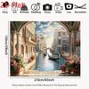 2D Venice Grand Canal View Tapestry, Italian Architecture & Flower Pots Background