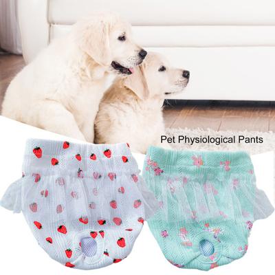 Dantel Yıkanabilir Çilek/Çiçek Desenli Polyester Dişi Köpekler Kısa Bezler Fizyolojik Pantolonlar Evcil Hayvan Malzemeleri