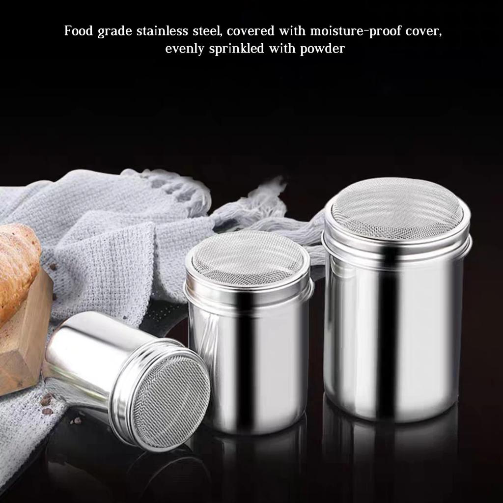 Stainless Steel Coffee Shaker Cocoa Chocolate Flour Powdered Sugar Sieve Filters Foam Spray Kitchen Cake BBQ Tools With Lid