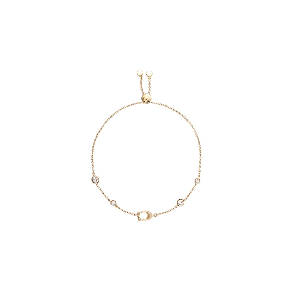 Coach Fine Jewelry Exquisite Letter Zirconia Gold Plated Bracelet Women Bracelet C9449-GLD One Size