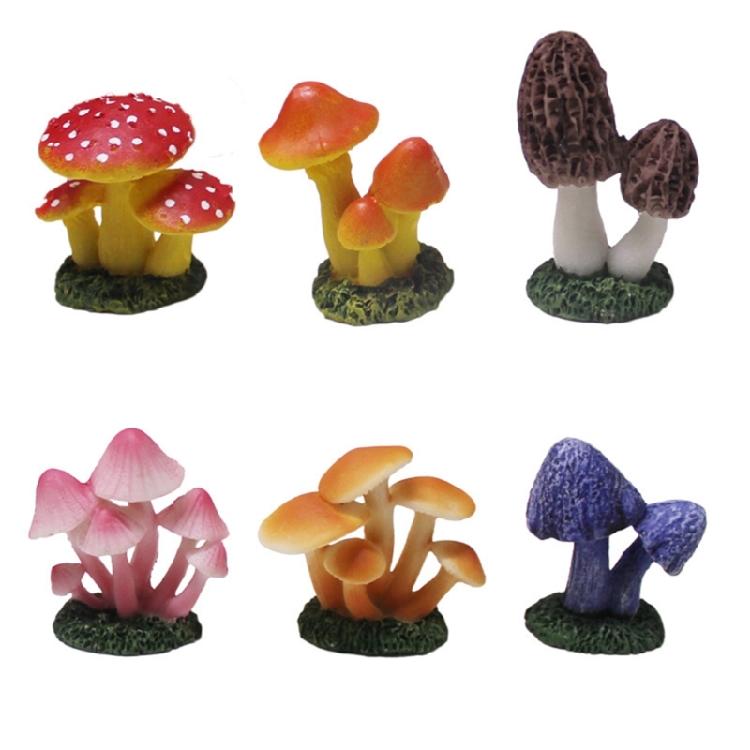 6 шт. Цветные модели грибов Декор комнаты Забавные миниатюры Улитки Мини-модель 1