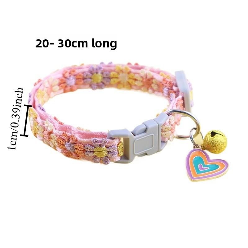 1pc Cat Collar Adjustable Cute Lace Flower Decoration Pet with Bell and Alloy Pendant Suitable for Cats and Puppies