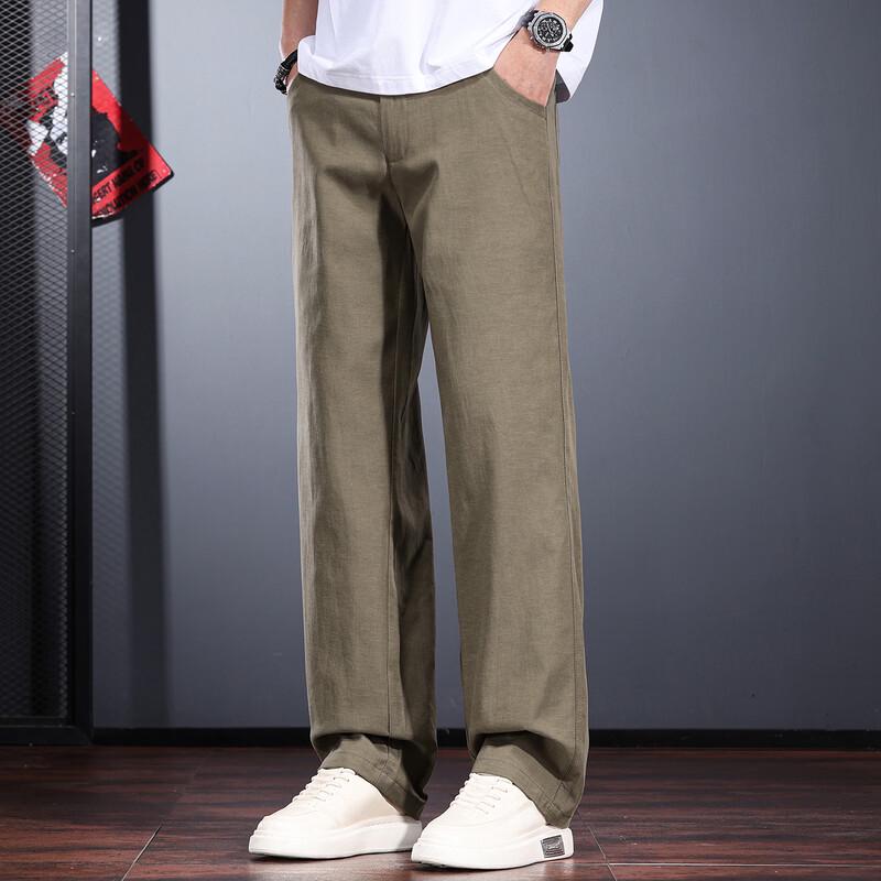 JIELEINUO Men's Lyocell Blend Loose Straight-Leg Casual Pants