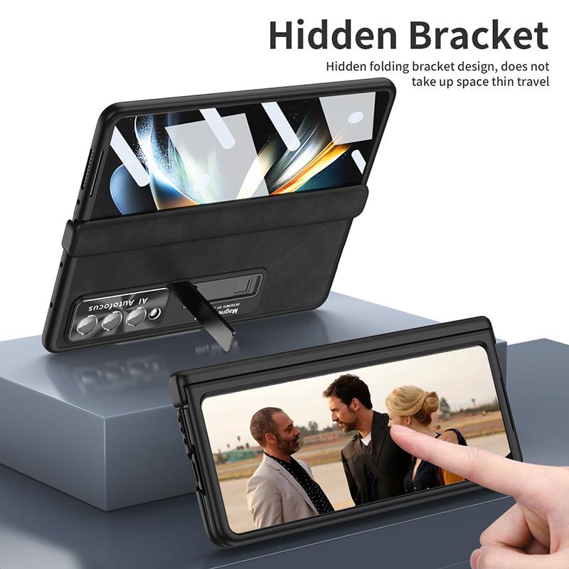 Magnetic Hinge Protective Case For Samsung Galaxy Z Fold 4 5g With Front Film Lens Cap Zfold4 All -Inclusive Case Fold4 Funda