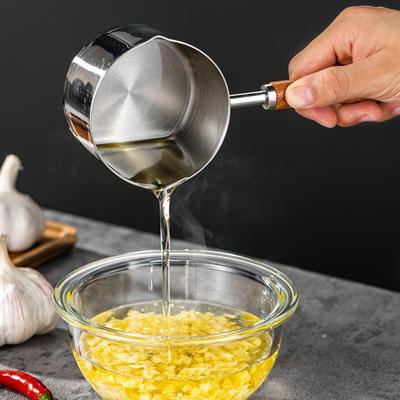 Mini-Suppentopf aus Edelstahl 304 mit Holzgriff, Gewürz-Saucenpfanne, kleiner Kochtopf zum Zubereiten von Saucen, Erhitzen von Milch, Küche