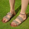 Damen Übergröße Leopardenmuster Flache Pantoletten, Lässige Sommer Sommerschuhe