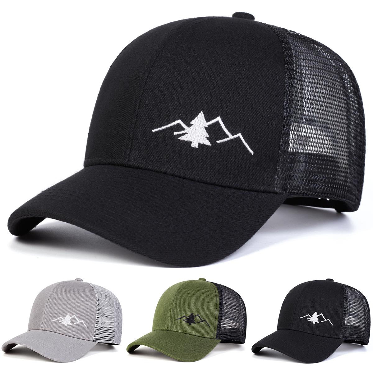 Freedom Outdoors Women's Army Green Unisex Mountain Trees Embroidery Baseball Net Caps Spring And Summer Outdoor Adjustable Casual Hats Sunscreen Hat Sports Cap