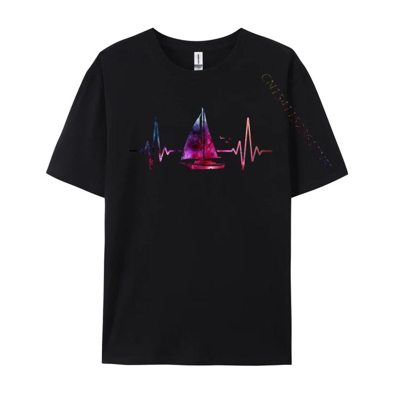 Sailing Heartbeat Galaxy Tshirt Colorful Pattern Cotton High Quality Classic T Shirts Mens Tops  Tees Slim Fit