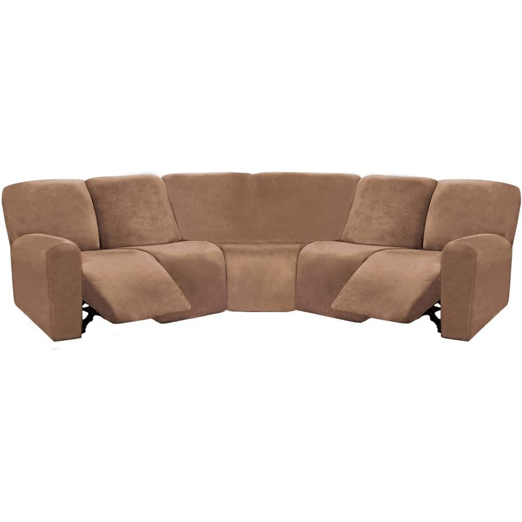Winter 5-person L-shaped Chaise Lounge Sofa Cover Velvet Solid Color All-inclusive Sofa Cover First Class Cover All-inclusive Elastic