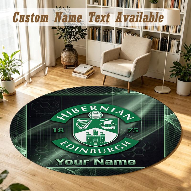 Round Rug Custom NameHibernian FC Pattern Non Slip Carpet Home Floor Decor